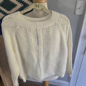 J. Crew Point Sur Mockneck Pointelle Cable Knit Sweater Women's Size Medium